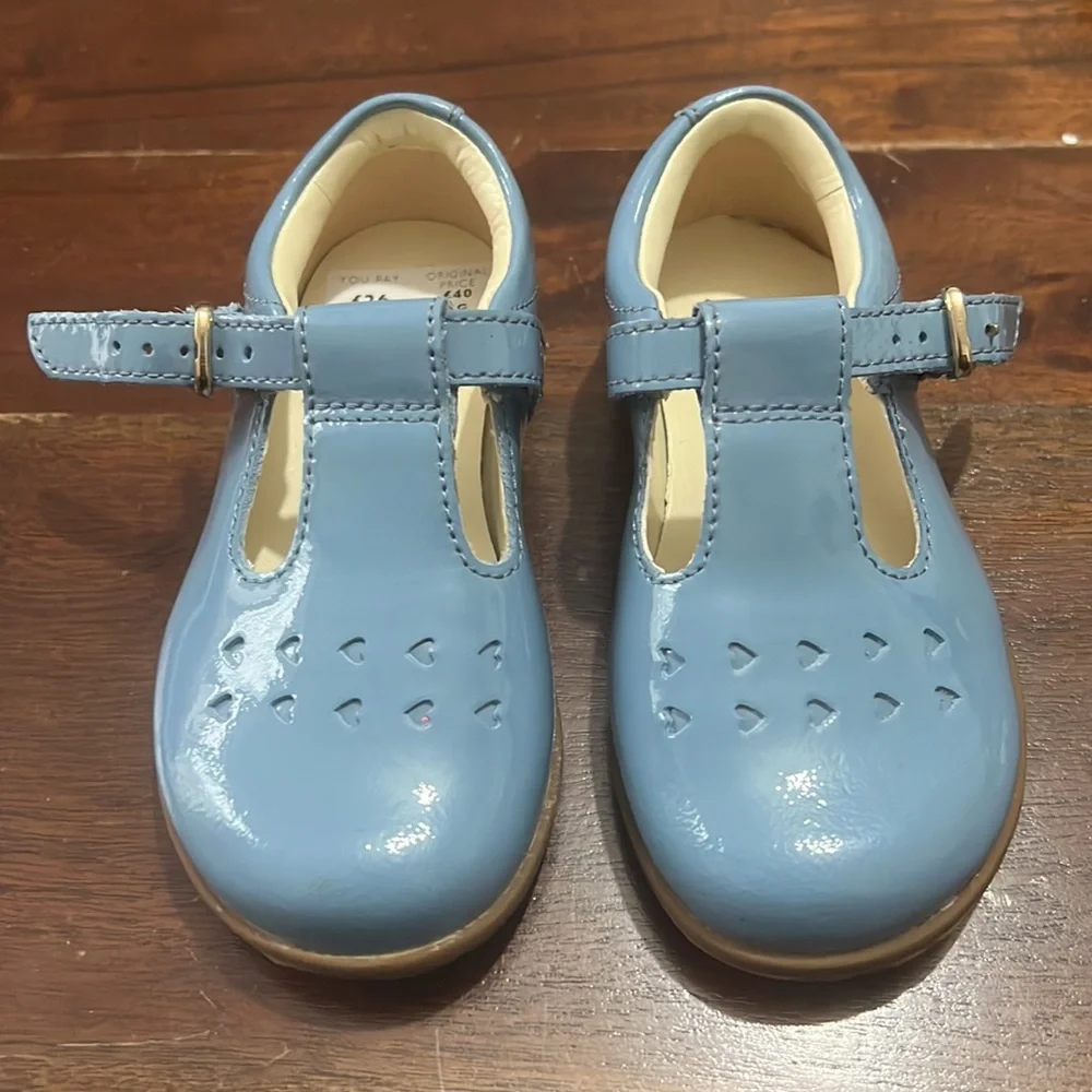 NEW Clarks Drew Play Toddler Leather Shoes, Blue Patent Size UK 5.5G, US 6W £40